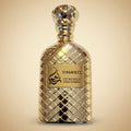 Tomavici Zenobia Extract of Parfum in a textured gold glass bottle with a faceted cap and a gold label.